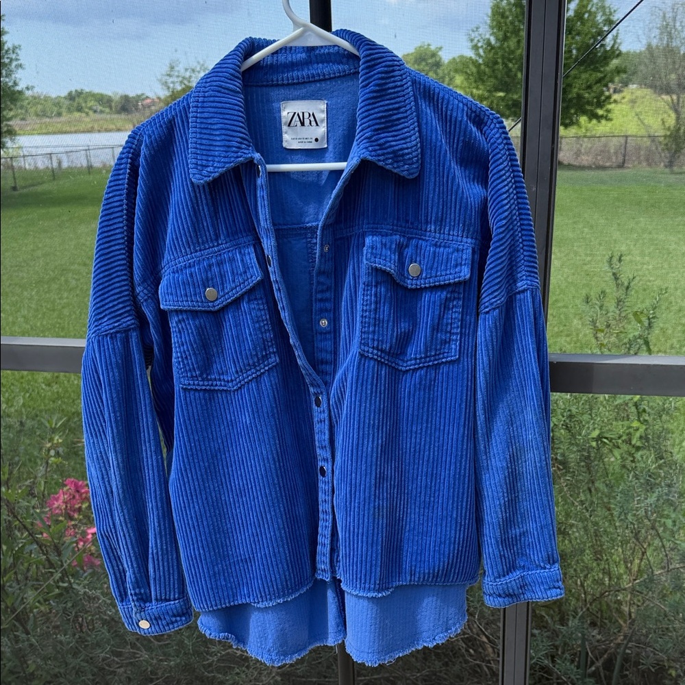 Zara Royal Blue Corduroy Shacket Jacket